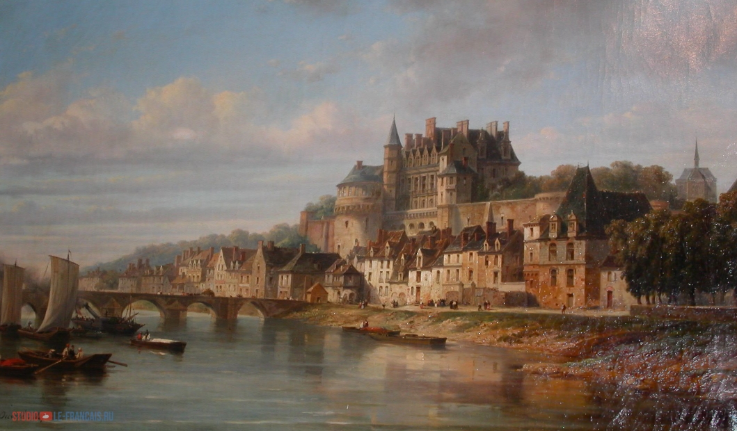 Правое здание на картине — это и есть тот самый Musée Hôtel Morin, где хранятся пистолеты с дуэли Пушкина.Вид на Амбуаз, П.-Ж. Уврие, 1847 год, Музей искусства и истории Амбуаза.Photo: Par Louxette — Travail personnel, CC BY-SA 4.0